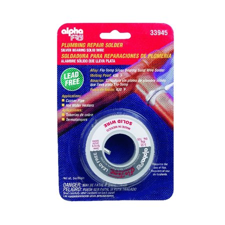 ALPHA FRY 3 oz Lead-Free Plumbing Solder 0.125 in. D Silver-Bearing Alloy 1 pc 33945